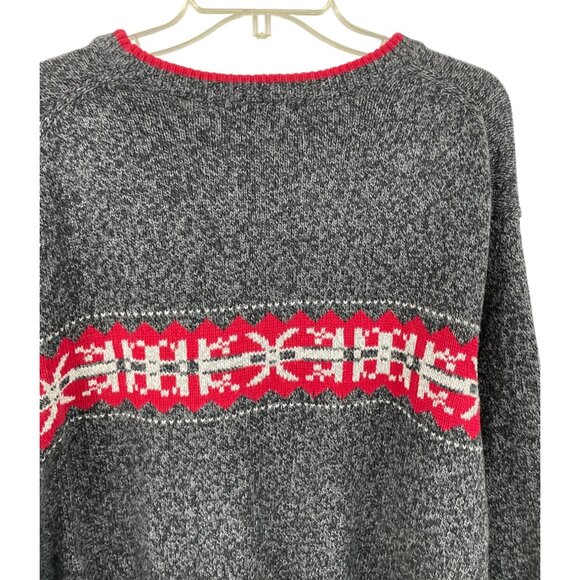 Eddie Bauer Mens Nordic Pattern Sweater XXL Gray & Red Wool Blend Crewneck - Picture 6 of 12